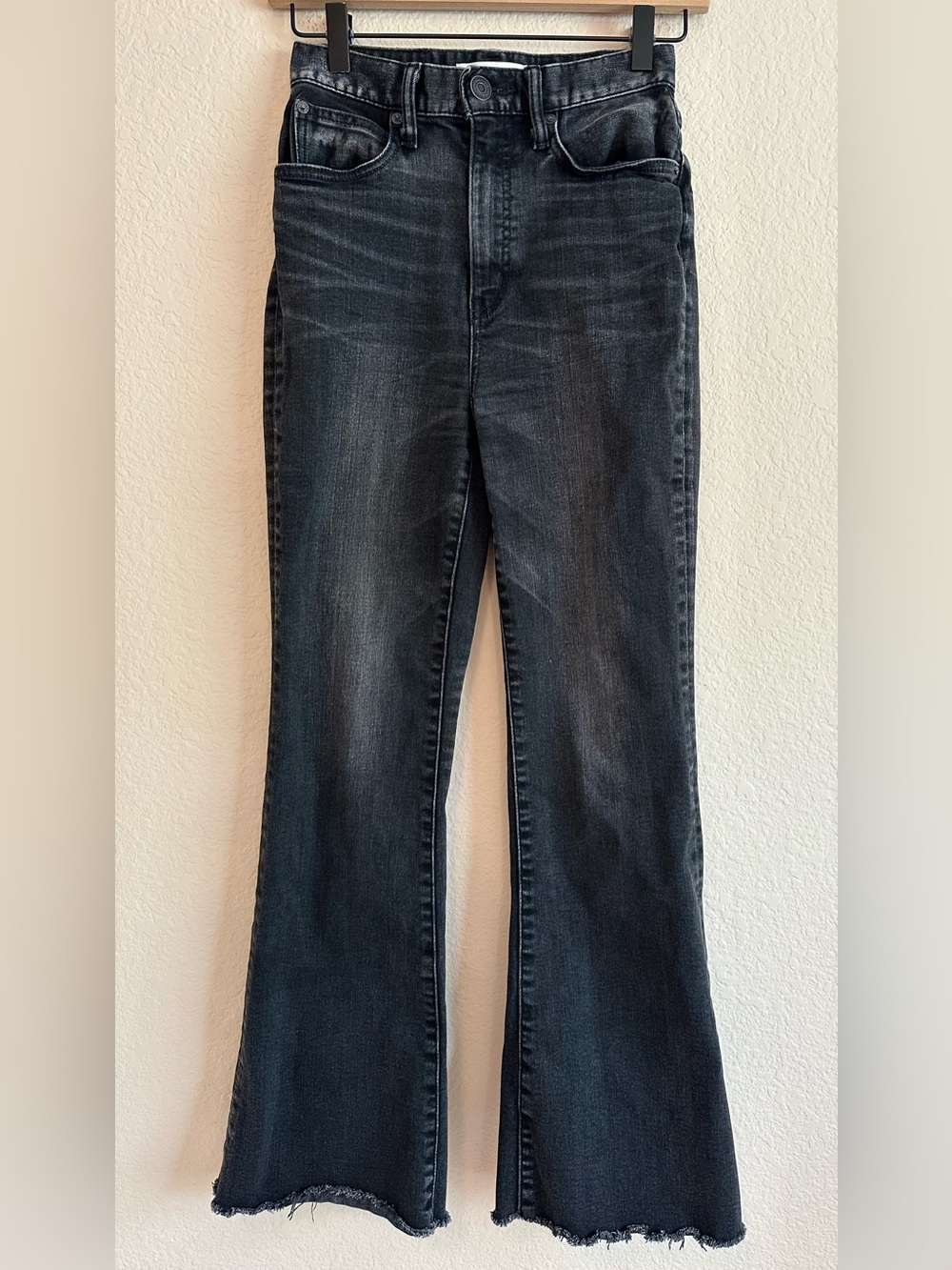 Moussy Vintage Alhambra Flare-Hi Jeans Wide Leg Black Denim Womens 25 Streetwear